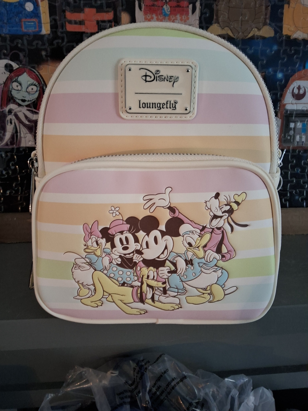 Loungefly Disney Mickey & Friends Rainbow Stripe Convertible Mini Backpack